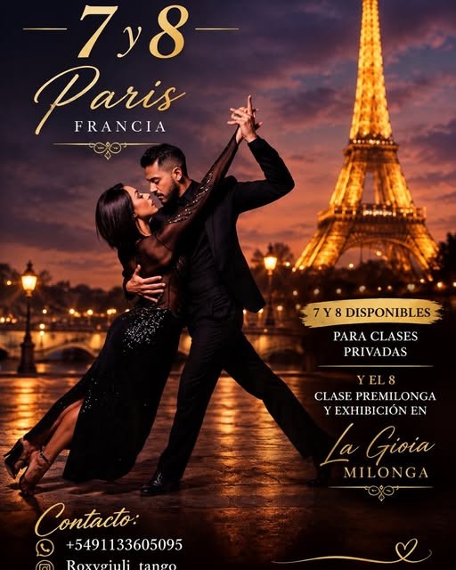 La Gioia Milonga — clase pre-milonga y exhibición de Roxy Camargo & Giuliano Calvimonte poster