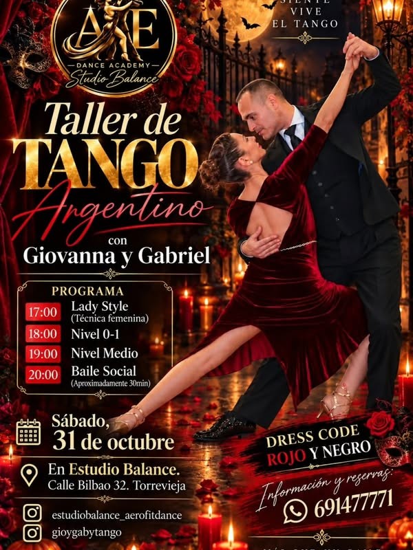 Taller de Tango Argentino con Giovanna y Gabriel — Estudio Balance (Torrevieja) poster