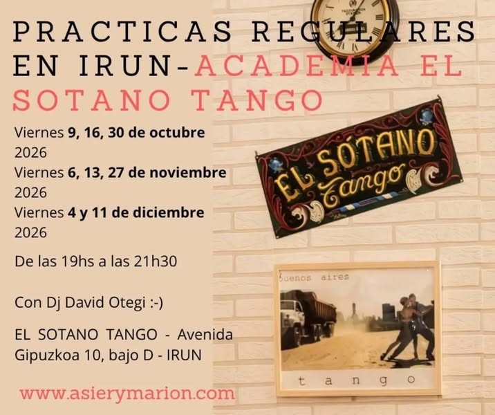 Prácticas Regulares en Irún – Academia El Sótano Tango poster