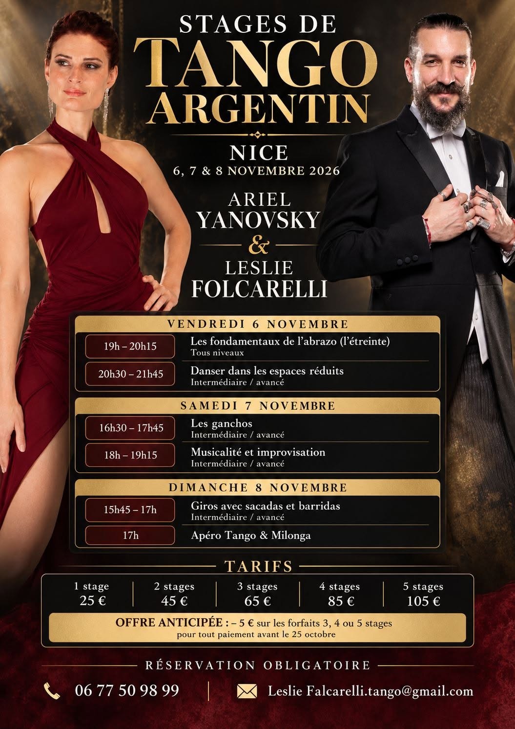 Stages de Tango Argentin — Ariel Yanovsky & Leslie Folcarelli poster