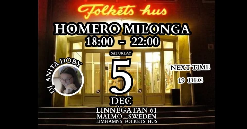 Homero Milonga — 5 Dec — DJ Anita Doby poster