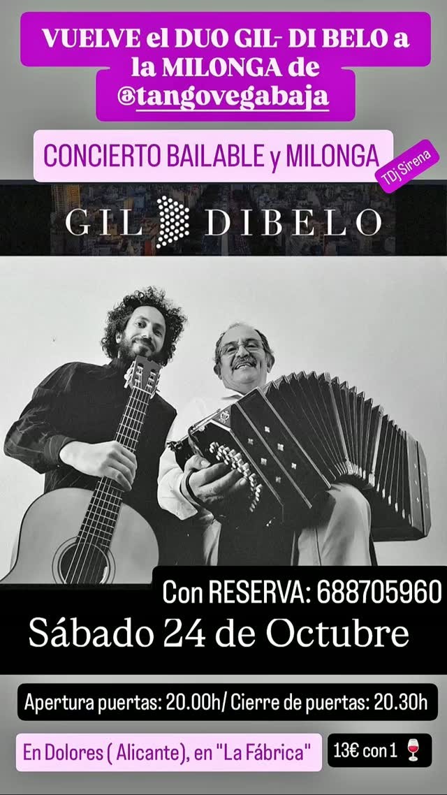 Concierto Bailable y Milonga de Tango Vega Baja (Dúo Gil & Di Belo) poster