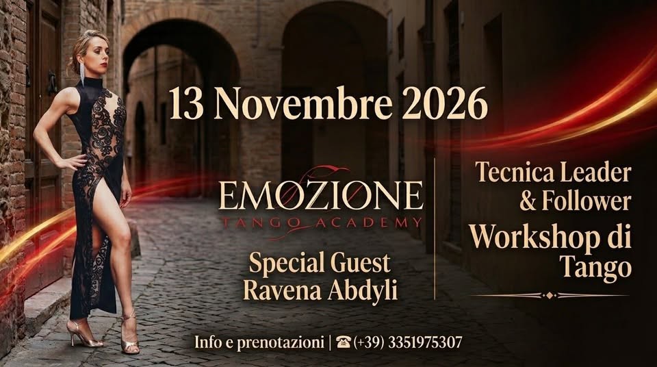 Workshop di Tango con Ravenna Abdylì — Tecnica Leader & Follower poster