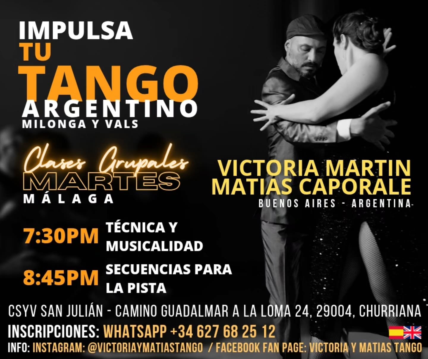 Tango en Málaga — Intermedios y Avanzados (Martes) poster