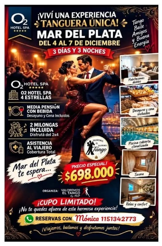 Experiencia Tanguera en Mar del Plata — Hotel O2 Spa (Valoremos el Tango) poster