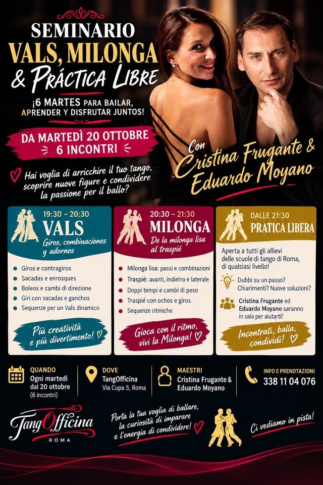 Seminario Vals, Milonga & Práctica Libre — TangOfficina poster