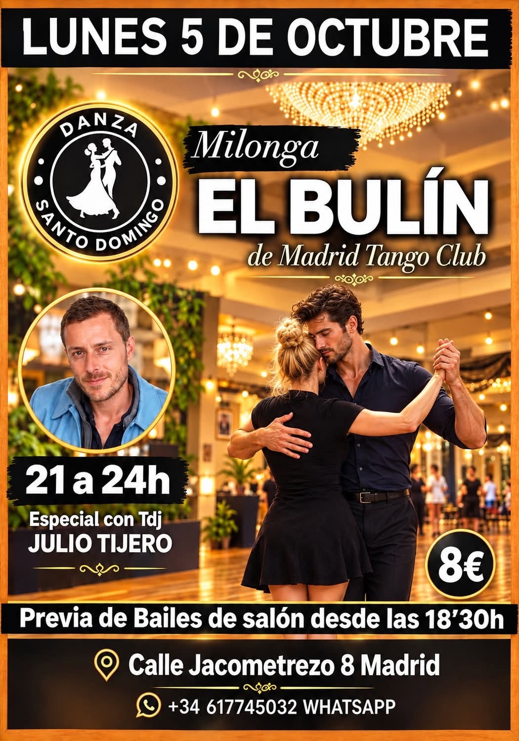 Milonga El Bulín de Madrid Tango Club poster
