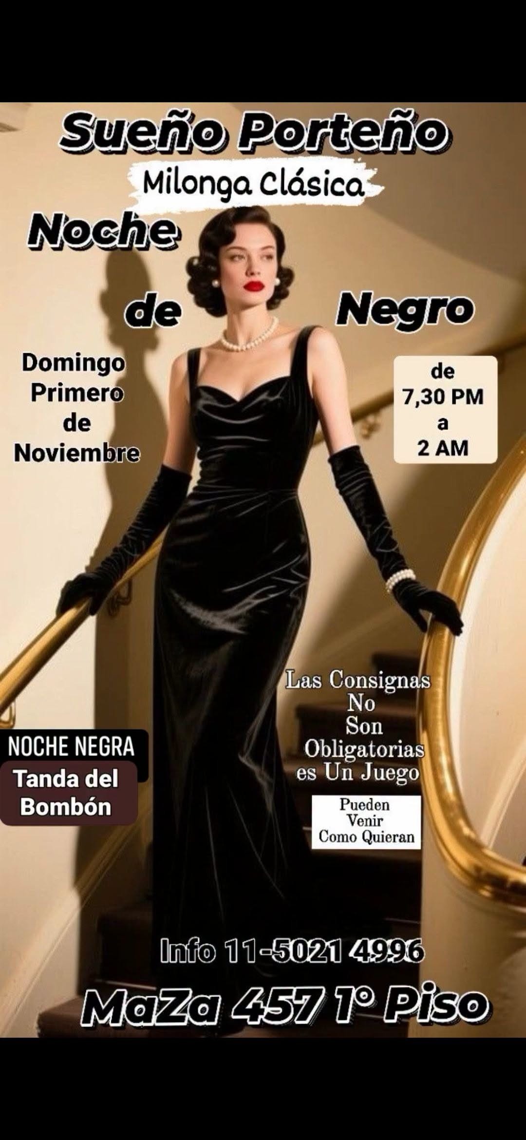 Milonga Clásica en Negro — Sueño Porteño poster