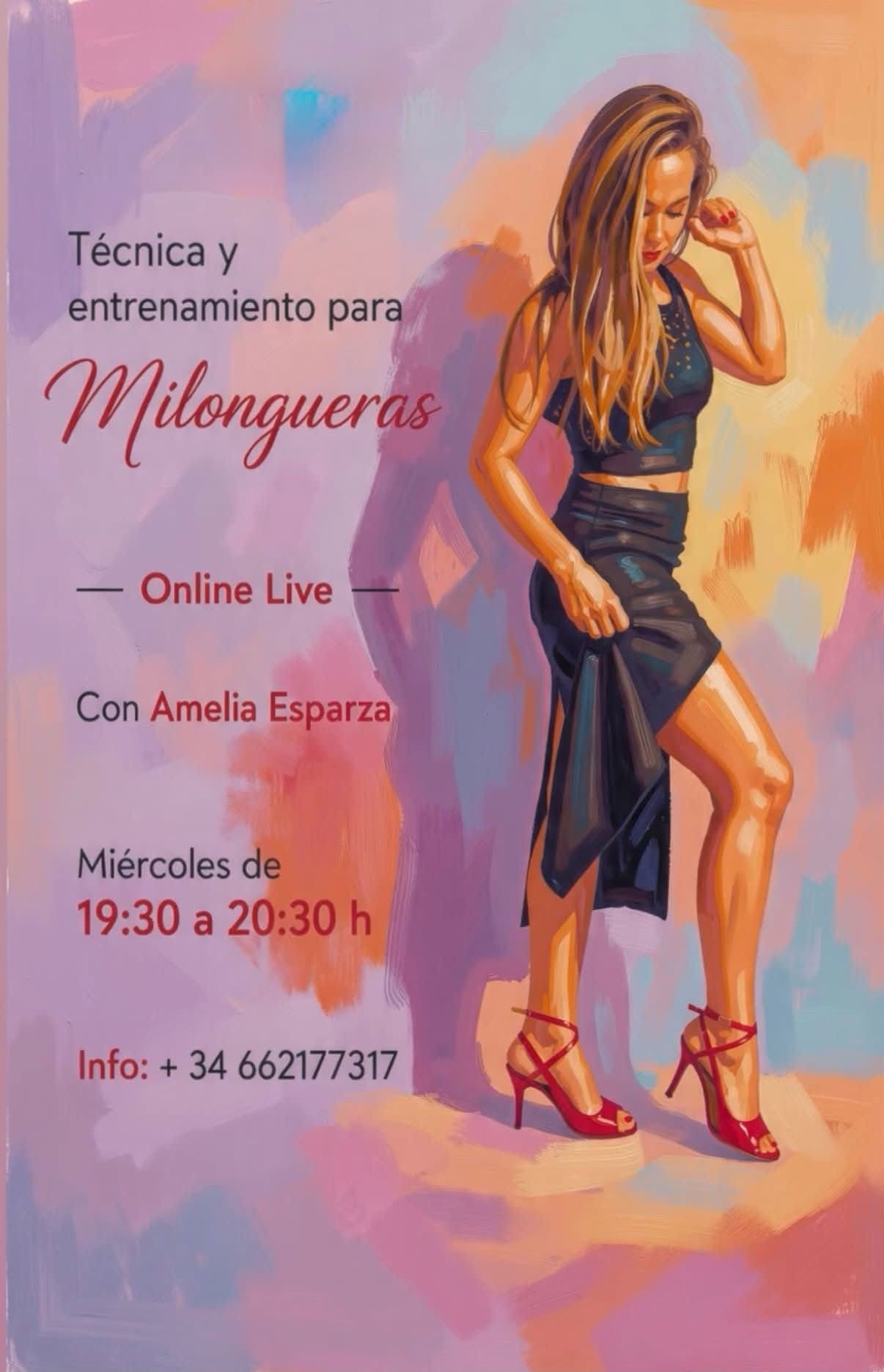 Técnica y entrenamiento para Milongueras — online con Amelia Esparza poster