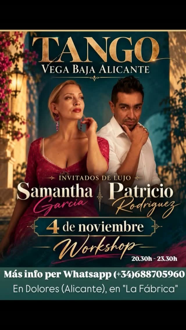 Workshop con Samantha García y Patricio Rodríguez — Tango Vega Baja poster