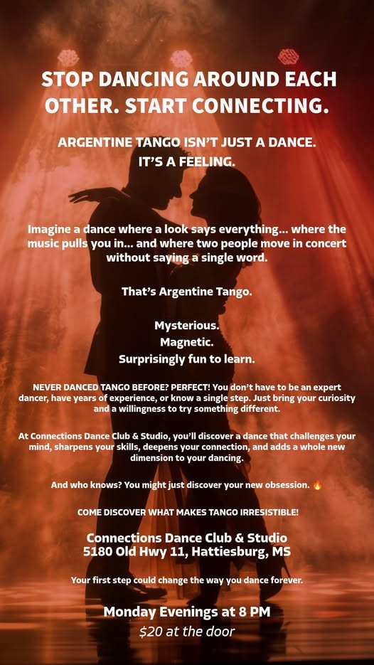 Argentine Tango Class at Connections Dance Club & Studio poster