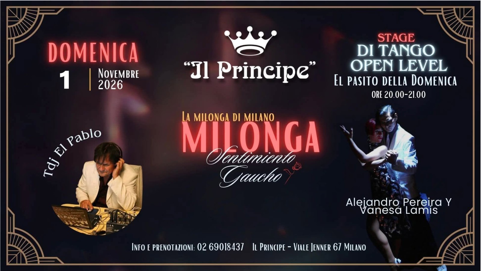 Milonga Sentimiento Gaucho — Il Principe, Milano poster